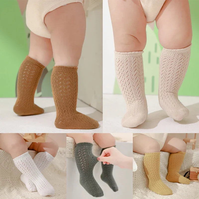 Babys Girls Princess Knitted Mesh Socks Cotton Infant Kids Girls Long Tube Socks 0-3T Summer Soft Toddler Girls Knee High Socks