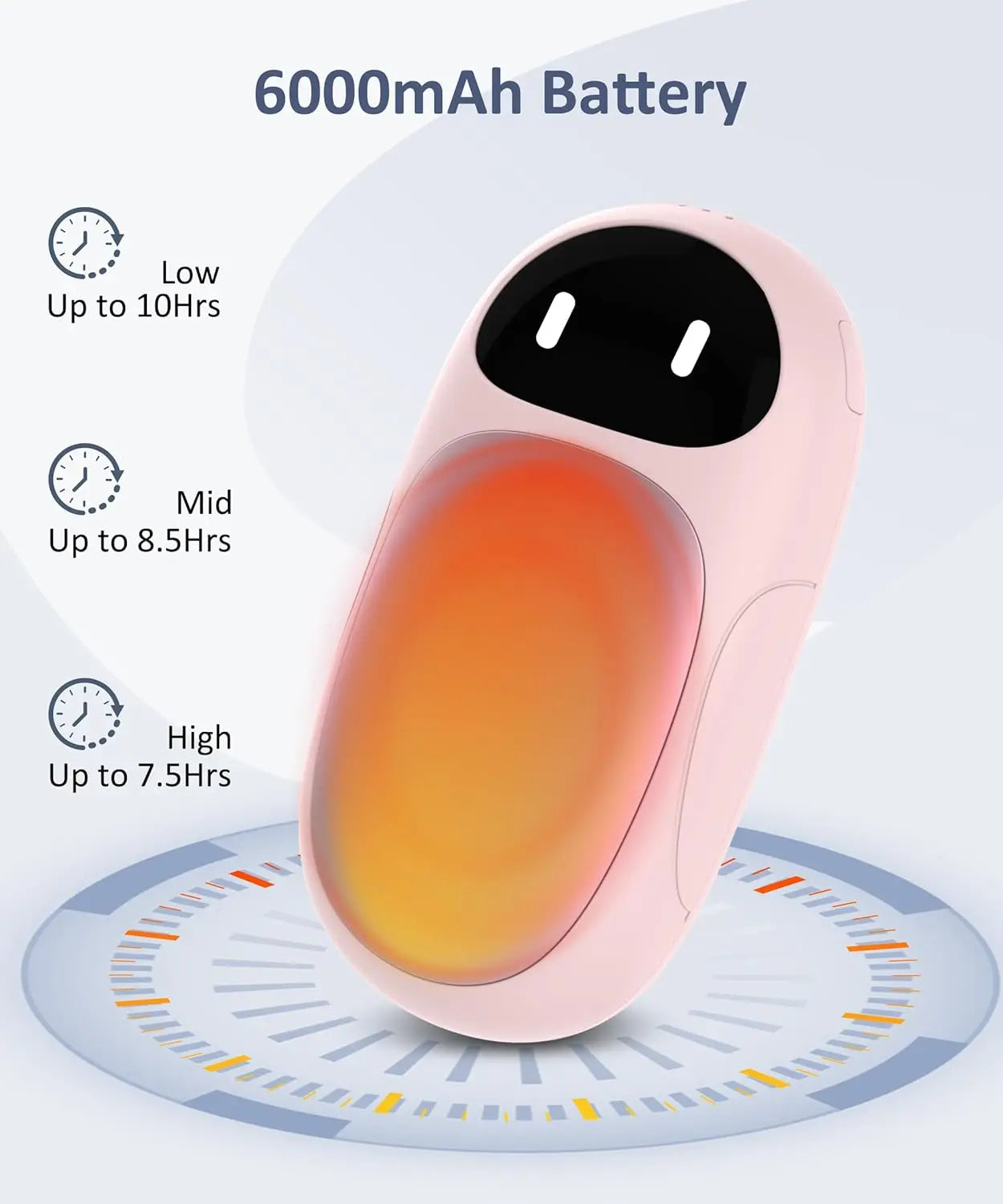 Rechargeable Hand Warmers 6000mAh, 2-Pack, 12-Hour Use, Great Gift for Men & Women