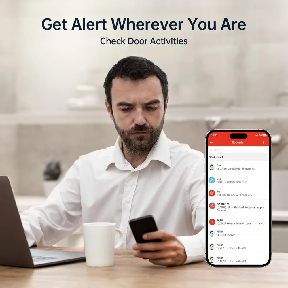 Hornbill WiFi Smart Deadbolt Lock: Front Door Lock Set Keyless Entry with Handle, Smart Locks for Front Door, Alexa Compatible,