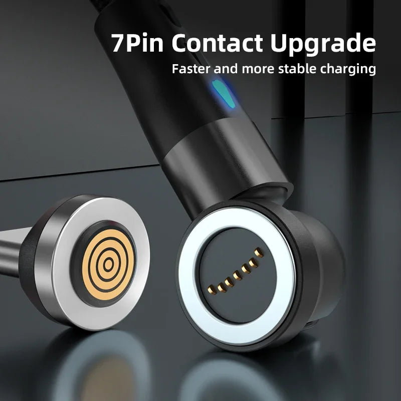 5A Magnetic Cable 540 Rotate Fast Charging Magnetic USB Type C Cable For iPhone 14 Samsung Xiaomi Realme Mobile Phone Cable