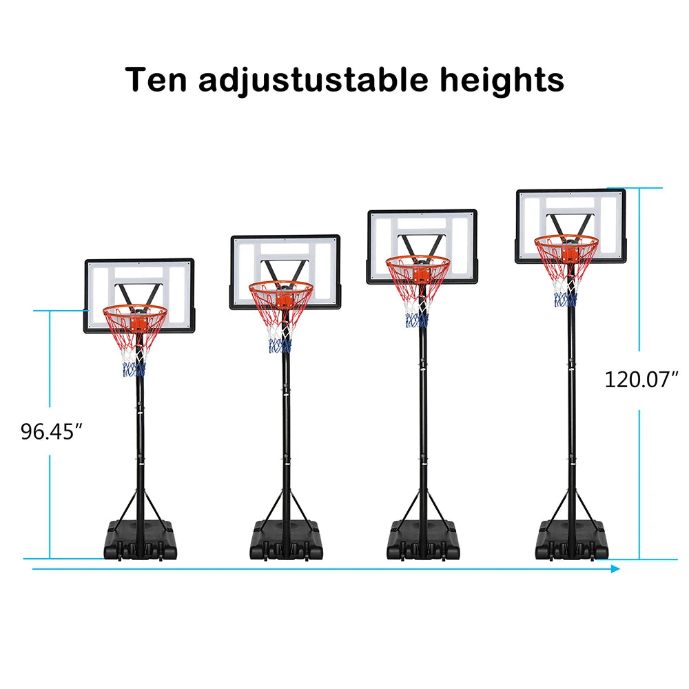 Basketball Hoop Outdoor Portable Basketball Goals, Adjustable Height 7ft - 10ft for Adults & Teenagers
