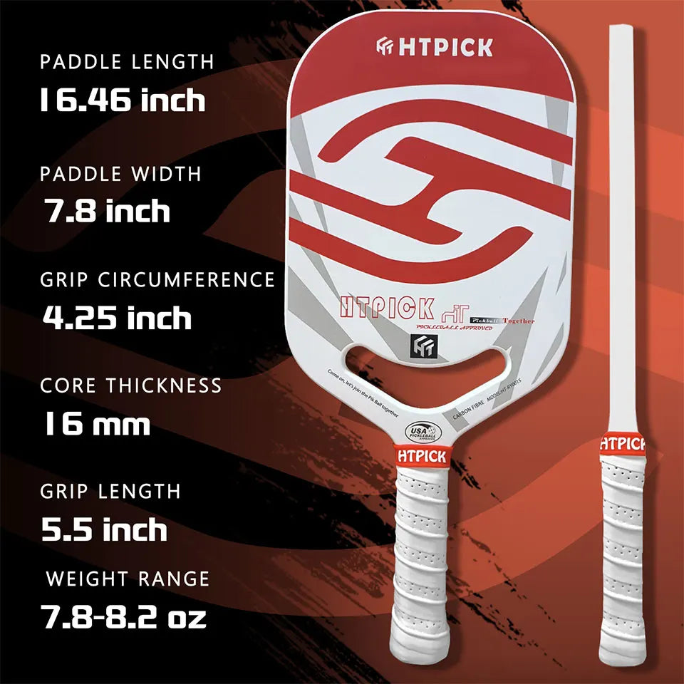 HTPICK Pickleball Carbon Fiber T700 Hot Pressed Borderless Integrated Molding High end Professional Enhanced Rotation Pickleball