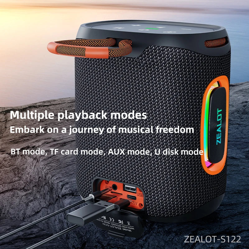 Zealot- S 122 Bluetooth Speaker BT 5.3 Wireless IPX6 Waterproof Shower Speaker, 25 W Hi-Fi Stereo Sound,TWS Pairing, 20 H Music Playtime