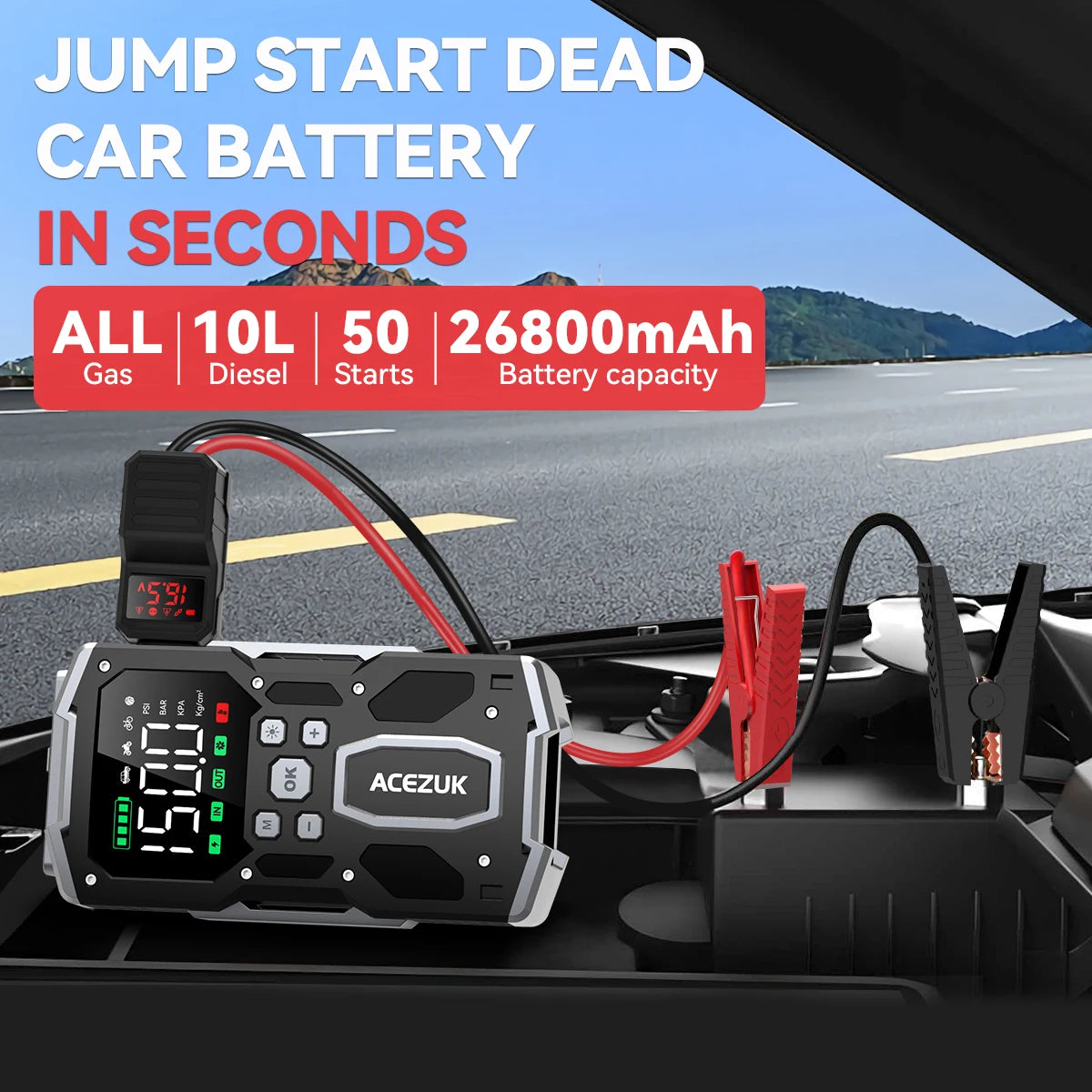 3000A/4000A/5000A Start Power Bank Jump Starter Car Booster External Battery 12V Starting Device for Petrol Diesel Powerbank