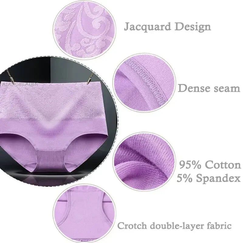 3Pcs/Lot Plus Size Underwear Women High Waist Women's Panties Cotton Brief Girl Breath Panty Abdominal Underpants Ladies L-5XL