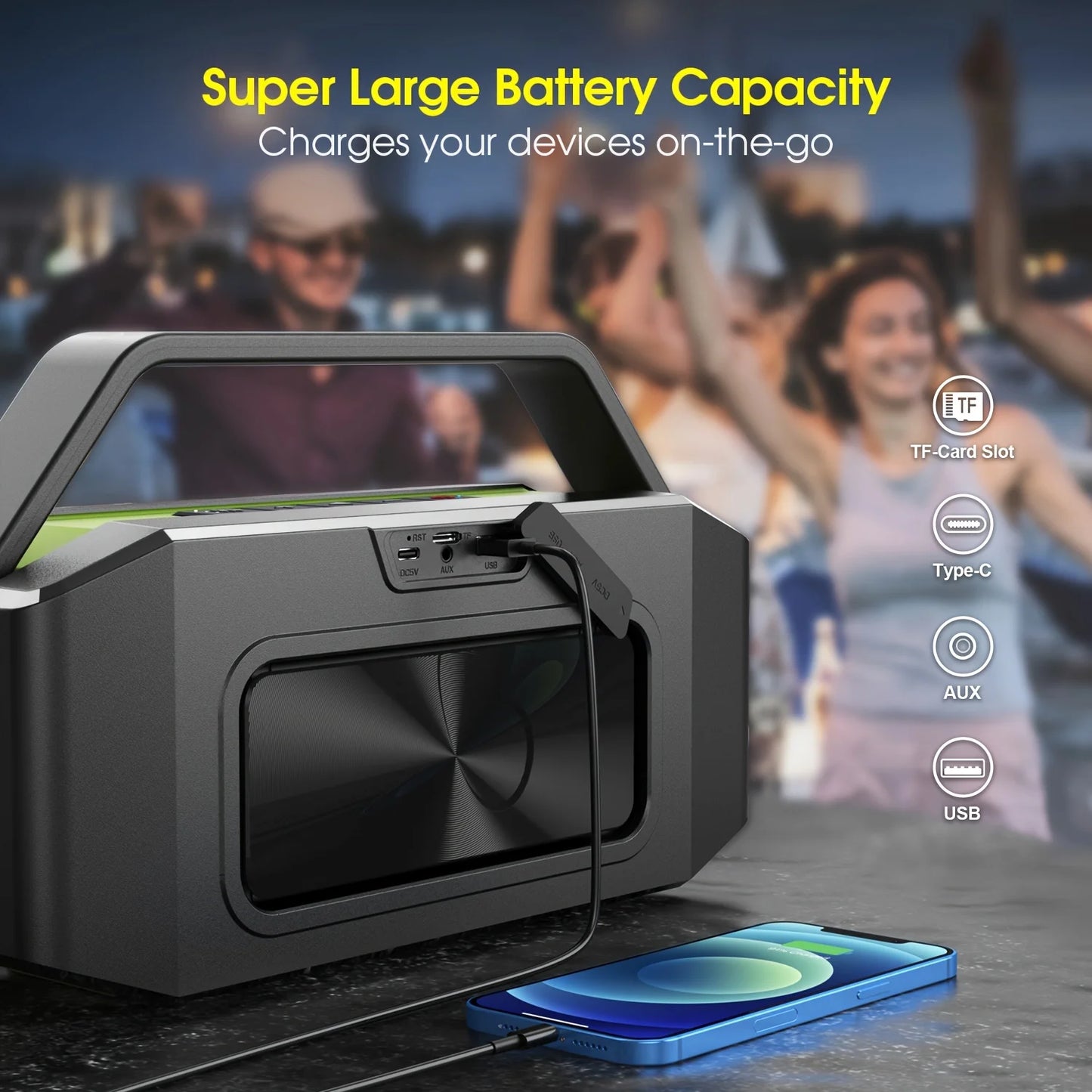 W-KING (100 W Peak) 60 W Portable Loud Bluetooth Speakers with Sub woofer, Outdoor Speaker Bluetooth Wireless Waterproof Speaker