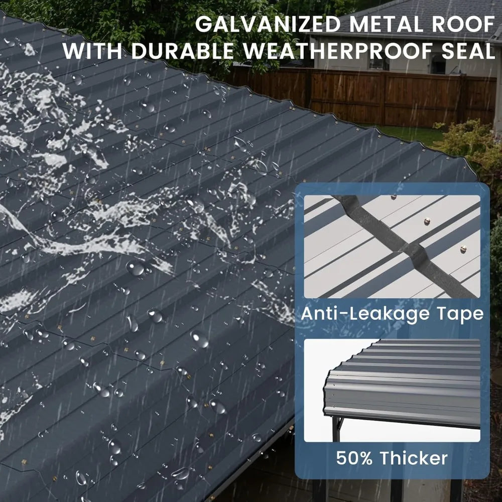 20 x 30 FT Metal Carport, Heavy Duty Carports with Galvanized Steel Roof and Frame, Sturdy Car Shed in All Weathers, Easy Assembly