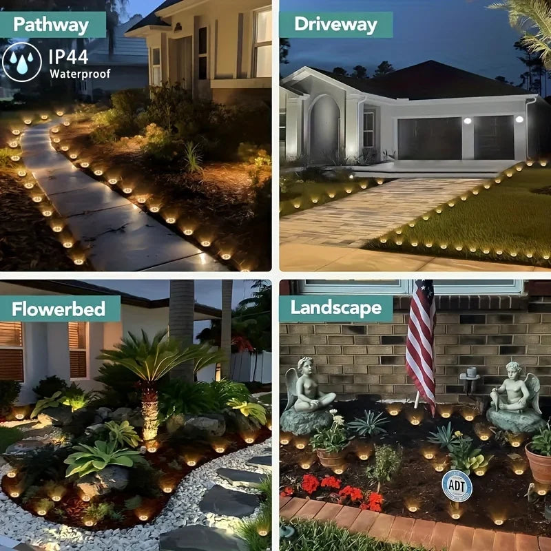 8 Piece 8 LED Solar Power Disk Light Outdoor Garden Solar Underground Light Deck Light Spotlight Buried Solar Led Lamp