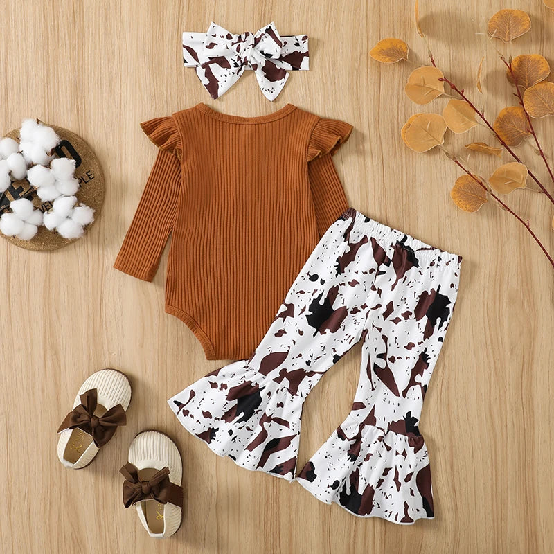 Toddler Girls Winter Outfit Long Sleeve Knit Sweater Floral Print Leggings Set for Baby Girls 0-24 Months