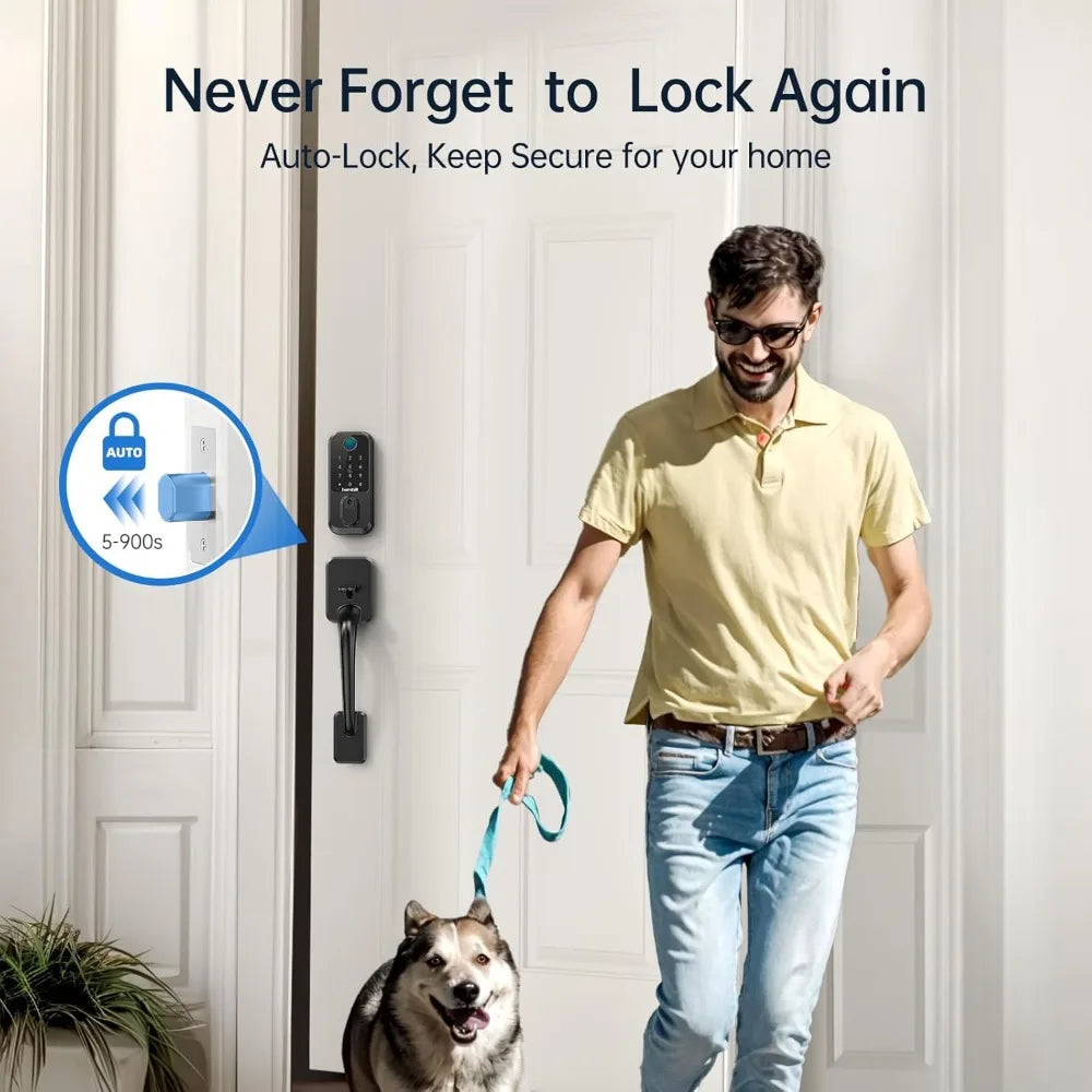Hornbill WiFi Smart Deadbolt Lock: Front Door Lock Set Keyless Entry with Handle, Smart Locks for Front Door, Alexa Compatible,