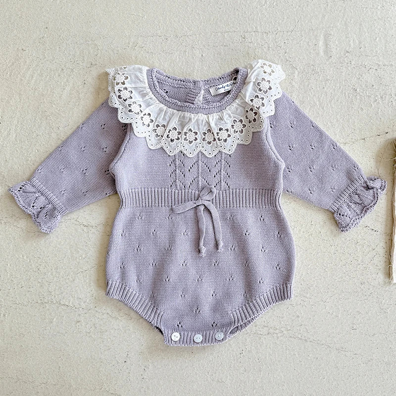 0-24M Warm Baby Clothing Knit Romper Newborn Romper Infant Toddler Boy Girl Long Sleeve Jumpsuit Embroidery Fall Spring Outfits