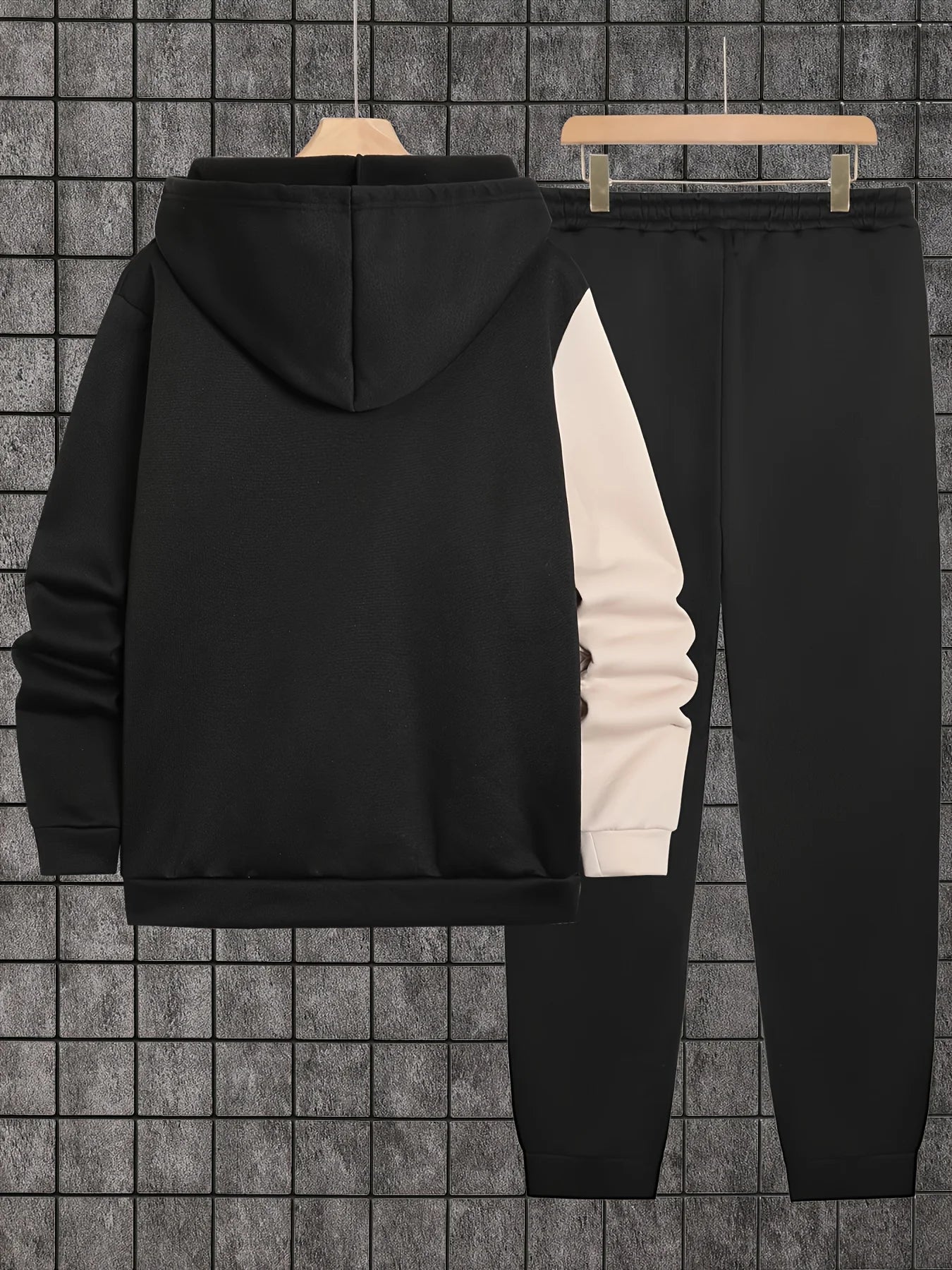 2-piece men's autumn/winter printed zip-up long-sleeved sweatshirt and sweatpants set