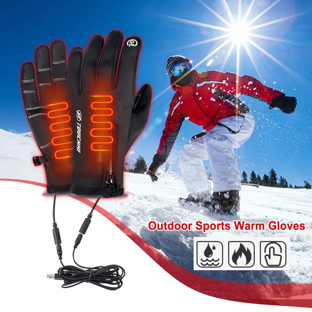 Heated Gloves Eletric Thermal Heat Gloves Winter Warm Skiing Snowboarding Hunting Fishing Waterproof Heated Rechargeable Gloves