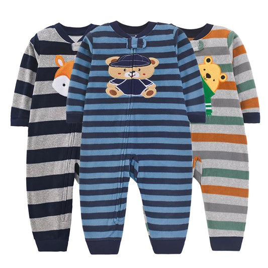Winter Baby Rompers Clothes Zipper Fleece Warm Kids Girl Pajamas Outfit Animal Cartoon Jumpsuit Boy Clothing 9 12 18 24 Months