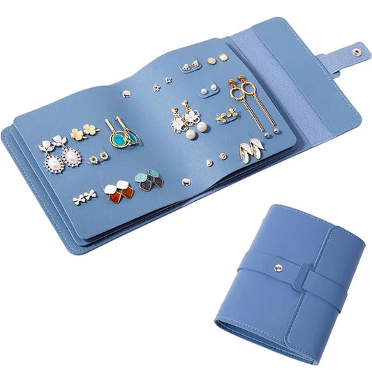 1 Piece PU Leather Ear Stud Storage Bag Multi-layer Jewelry Finishing Storage Organizer Book Type Storage Bag For Earrings Rings