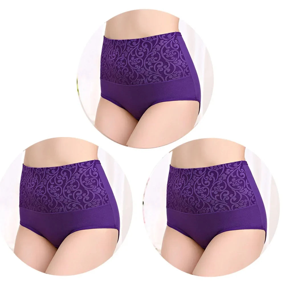 3Pcs/Lot Plus Size Underwear Women High Waist Women's Panties Cotton Brief Girl Breath Panty Abdominal Underpants Ladies L-5XL