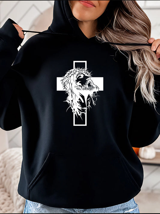 Christian Cross Jesus Christ Hoodie Religious Lion Head Print Unisex Casual Sweatshirt For Men Women 280