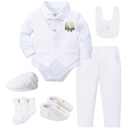 Baptism Outfit Boy Infant Baby Church Christening Suit Toddler White Blessing Set Newborn Easter Birthday Party Gift Clothes
