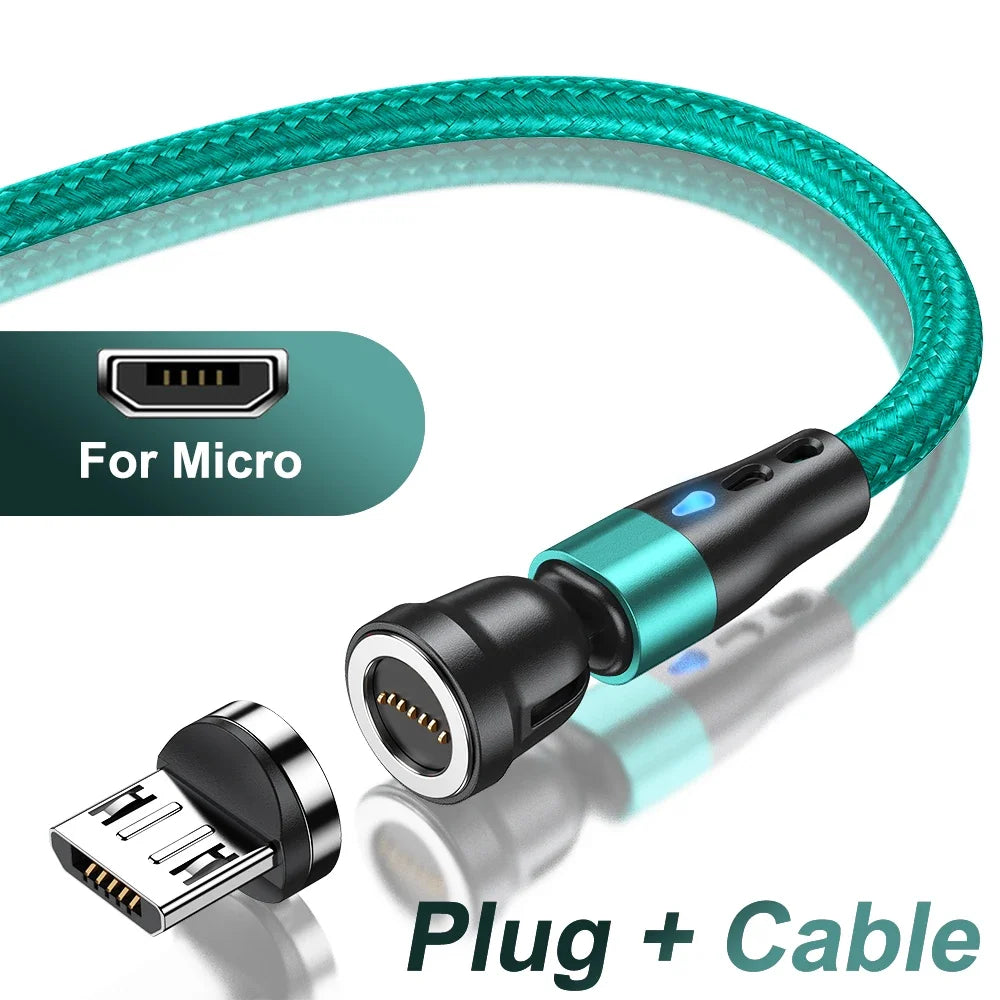 5A Magnetic Cable 540 Rotate Fast Charging Magnetic USB Type C Cable For iPhone 14 Samsung Xiaomi Realme Mobile Phone Cable