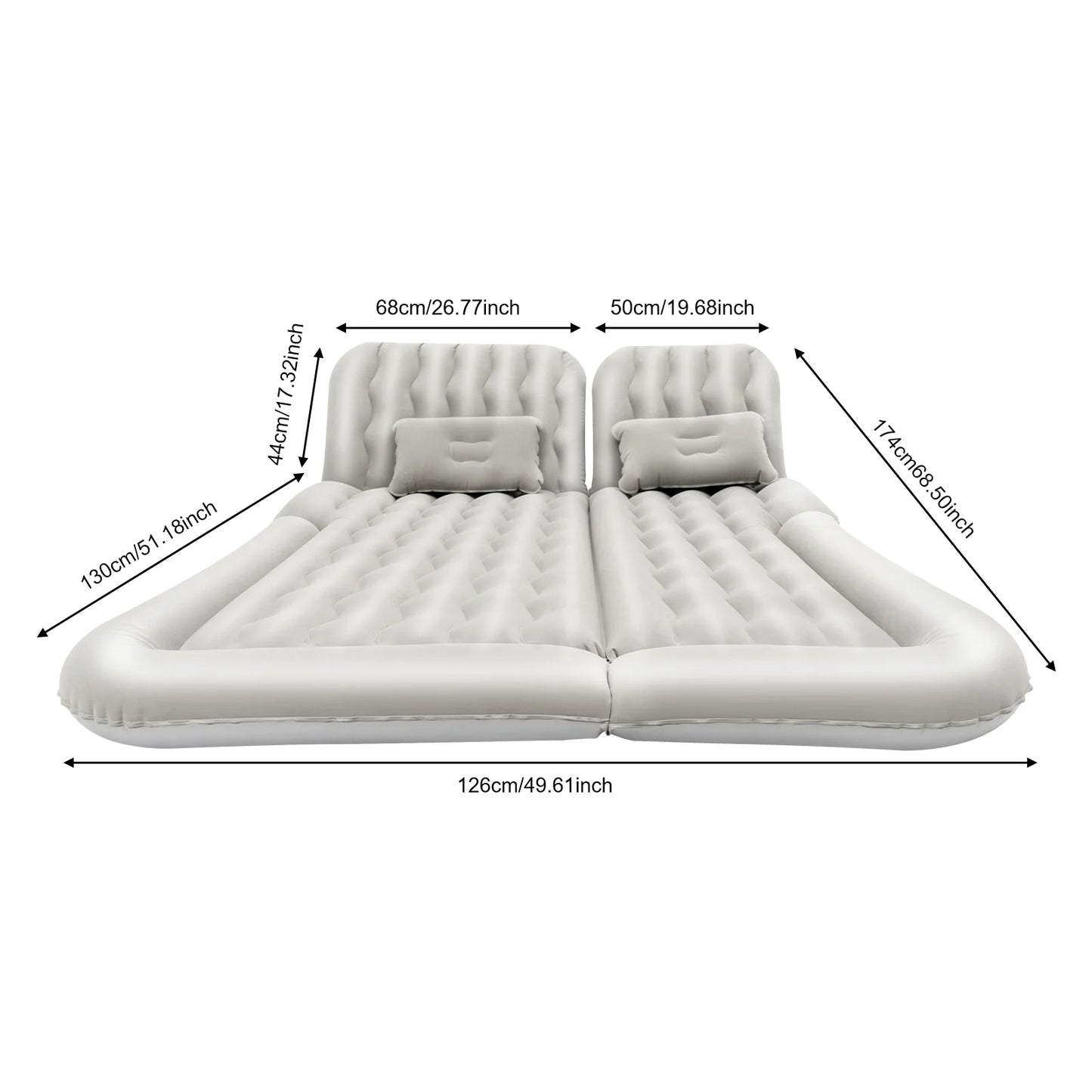 SUV Air Mattress w/ Air Pump, Inflatable Car Mattress for Trunk, Camping Bed Cushion Travel Back Seat Sleeping Bed