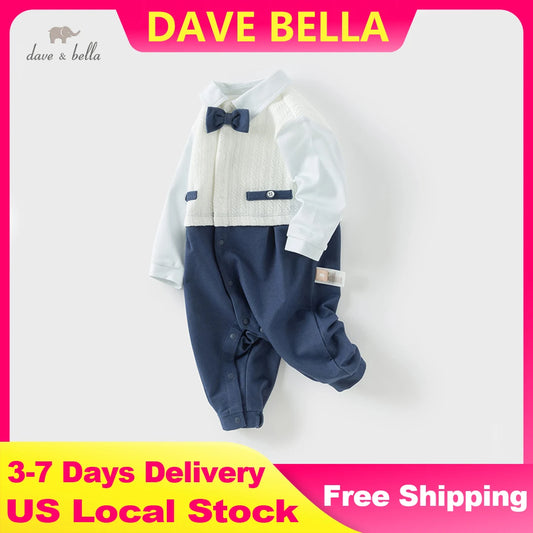 Dave Bella Baby Newborn Rompers Boys Girls Onesies Long Sleeve Spring Autumn Jumpsuit Babies Rompers Soft Clothes DB1250684