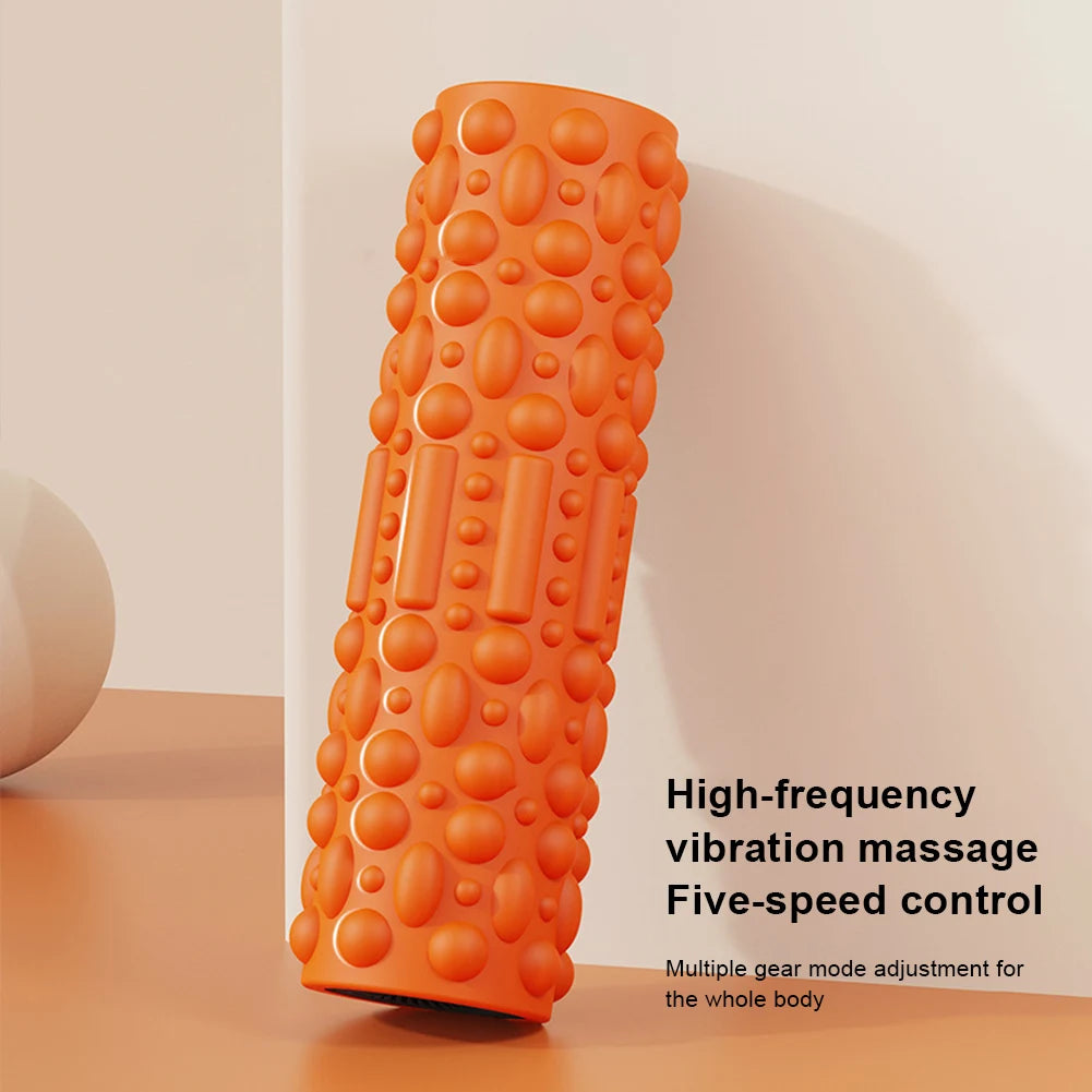 Electric Vibrating Foam Roller Yoga Column Rechargeable Exercise Roller 5 Modes Tissue Massager for Bodybuilding
