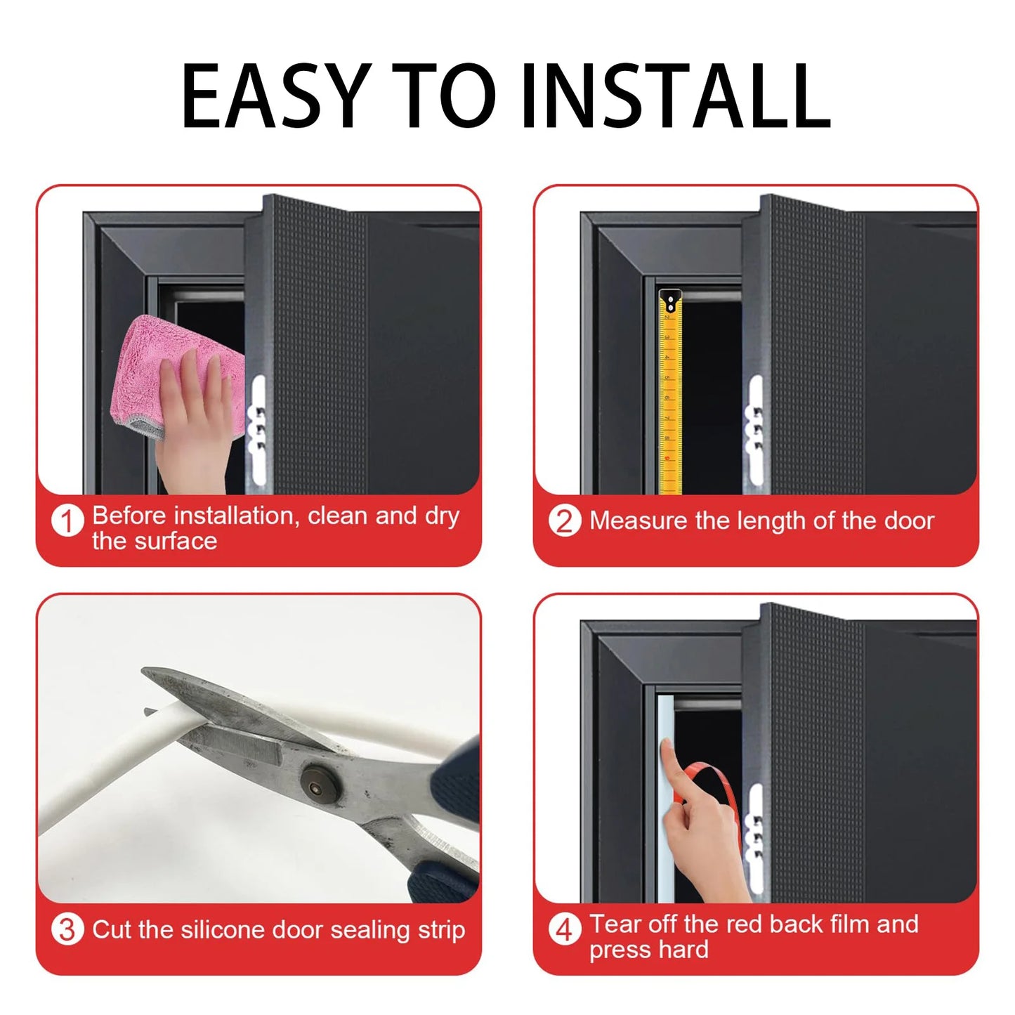 2 Piece Door windows Sealing Strips Draft Stopper Silicone Weather Strip Windproof Soundproof Seal Self Adhesive for Home Office