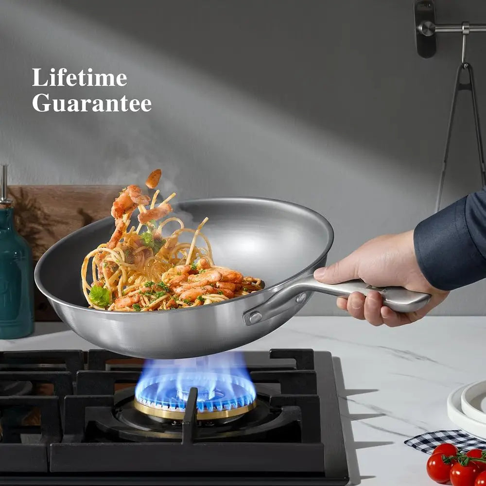 Titanium Wok with Lid - Nonstick Stir Fry Pan, Suitable for All Stoves, Oven and Dishwasher Safe, Durable and Non-Toxic.