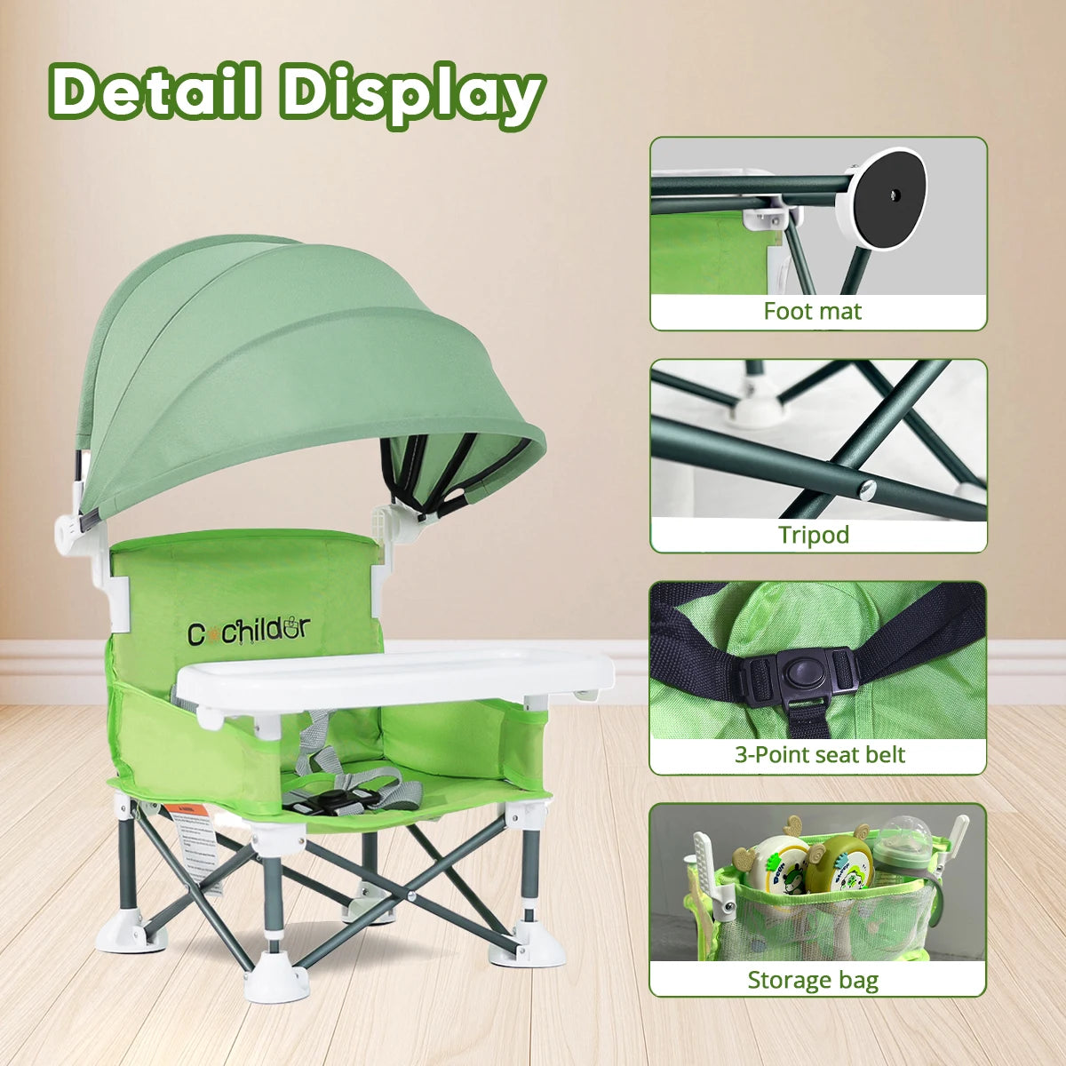 Children's height-increasing chairs, foldable baby feeding chairs, outdoor travel camping chairs, Autumn Outings