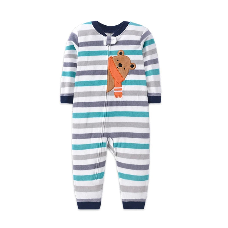 Winter Baby Rompers Clothes Zipper Fleece Warm Kids Girl Pajamas Outfit Animal Cartoon Jumpsuit Boy Clothing 9 12 18 24 Months