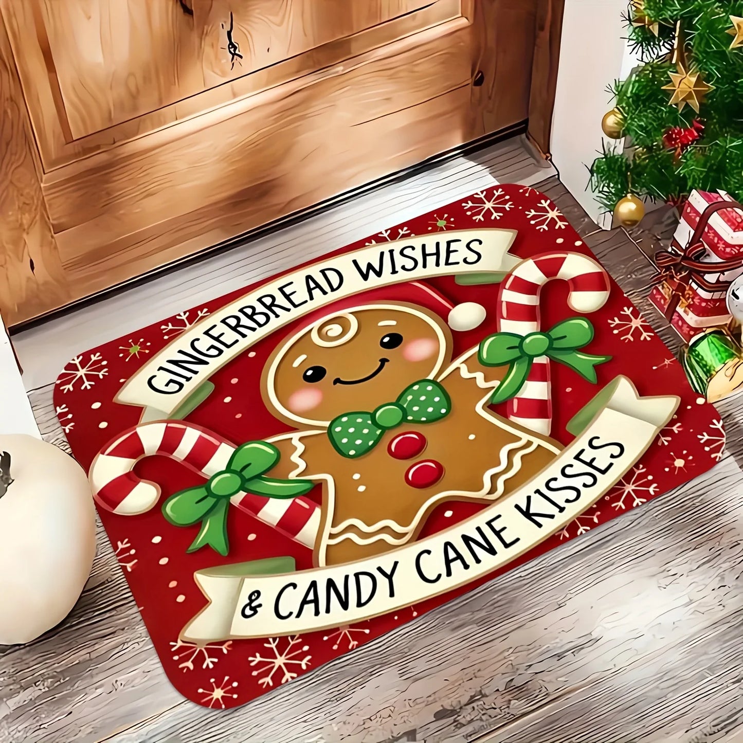 VIKAMA Christmas Carpet Gingerbread Man Doormat Soft Welcome Carpet Living Room Carpet Rug For Bedroom Outdoor Carpet Home Decor