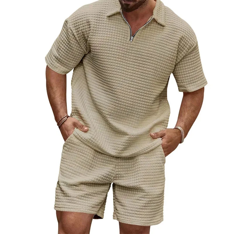 Men's Casual Outfit Short Sleeve Tee with Drawstring Shorts Set for a Stylish Summer Look