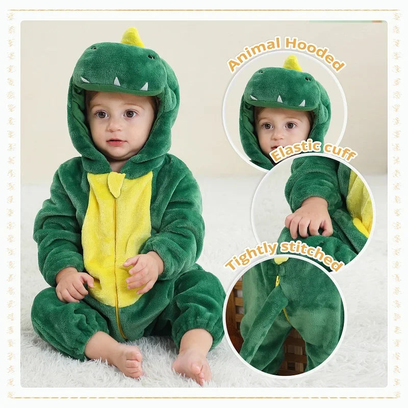 MICHLEY Halloween Winter Baby Rompers Hooded Flannel Cosplay Toddler Infant Clothes Bodysuits Jumpsuit Costume For Girl Boy