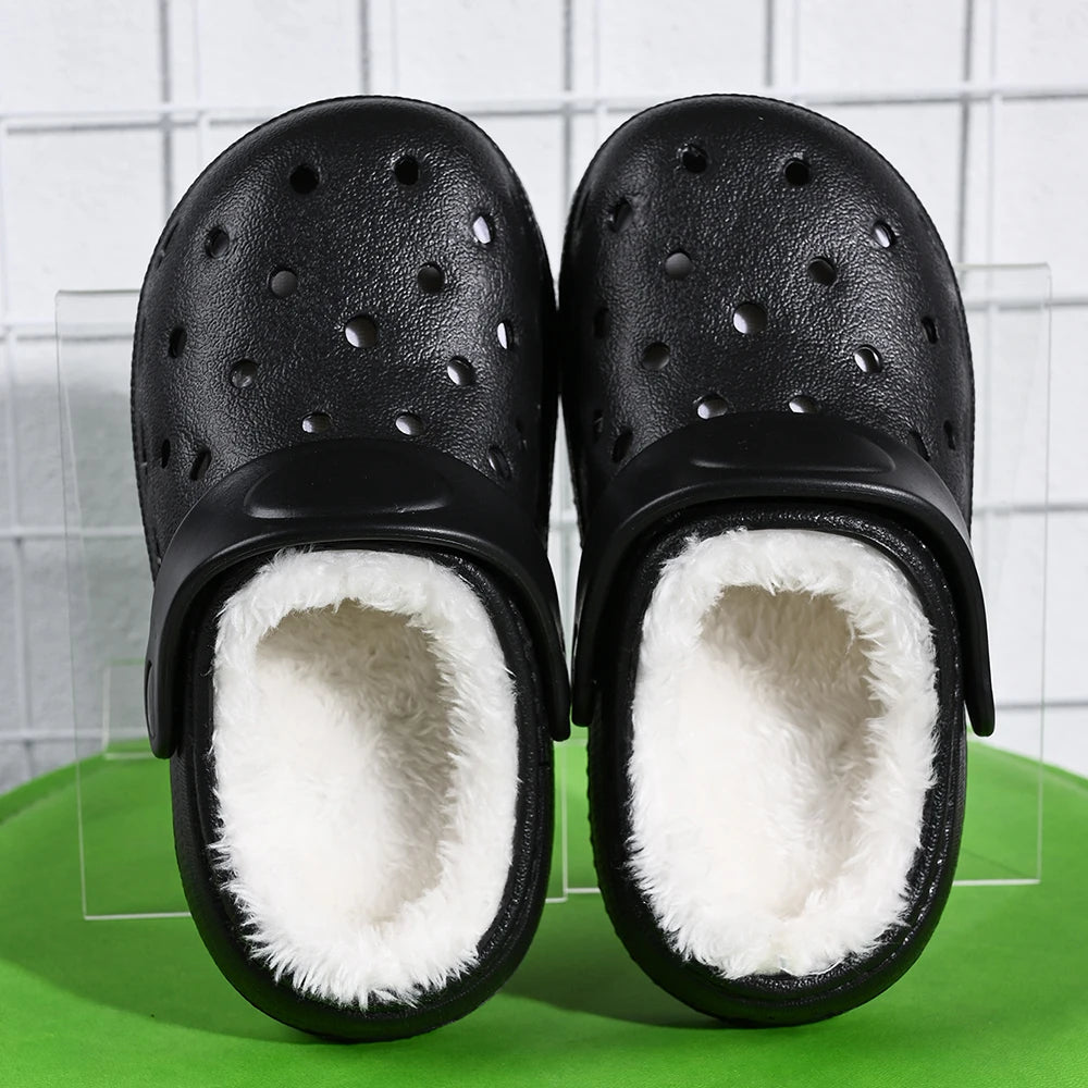 New Winter Concise Plush Slippers Children's Non Slip Soft Sole Kids Boys and Girls Warm Home Cotton Shoes