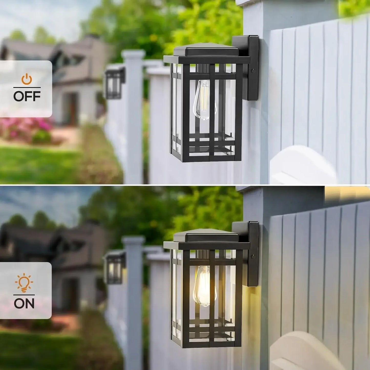 Outdoor Waterproof Wall Light, Modern Matte Black Exterior Wall Mount Lighting, Rustproof E26 Socket Outdoor Garden Light
