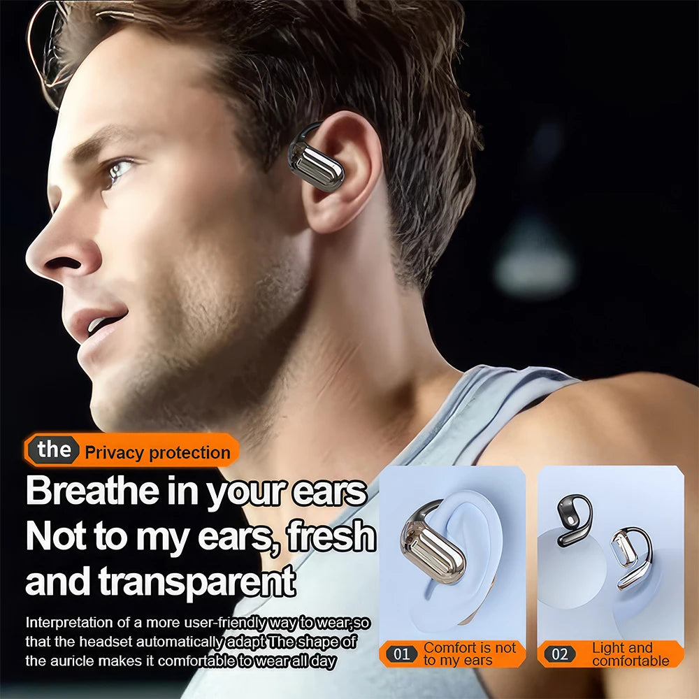 M pow Q 16 True Wireless Earphones, OWS Open Ear Earphones with Ear-hooks, Bluetooth 5.3, Up to 80 H Playtime with Case for Cycling