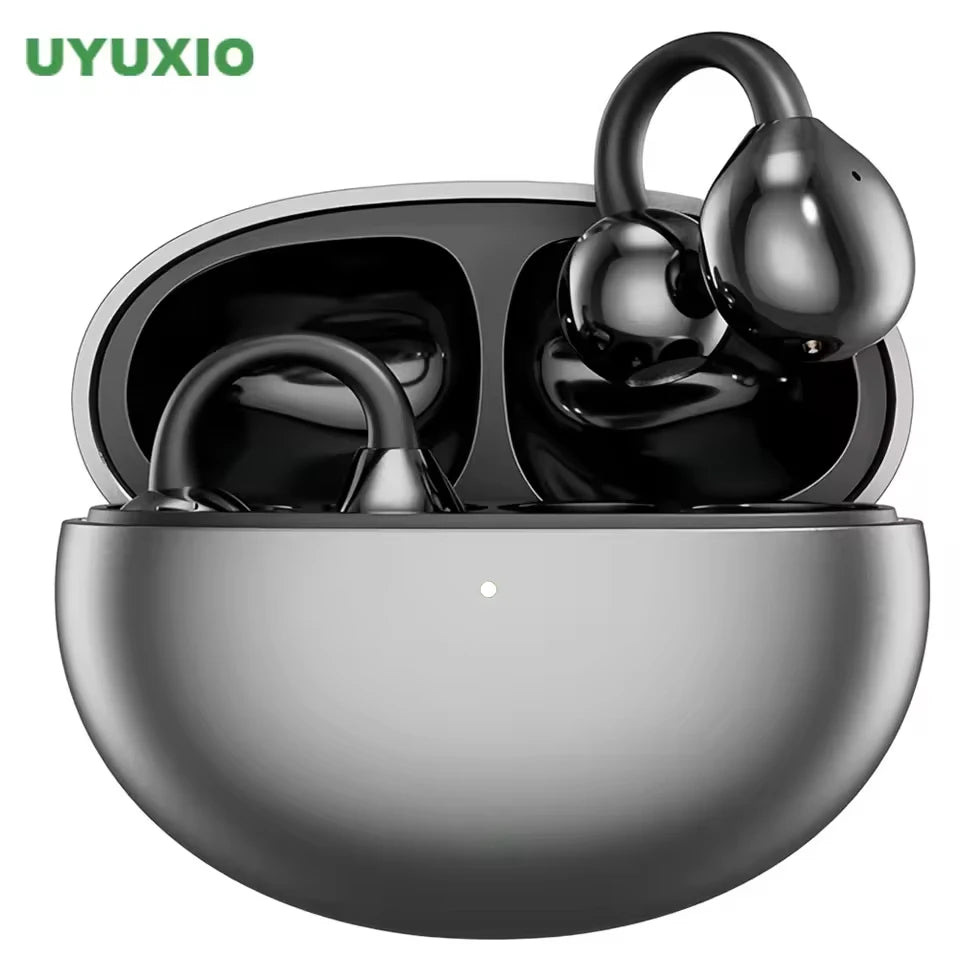 UYUXIO Wireless Head phone with B T 5.4 Clip on Open Ear Earbuds 72 H Play Time Long-Battery Life Over Ear Buds for Sport Workouts