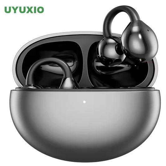 UYUXIO Wireless Head phone with B T 5.4 Clip on Open Ear Earbuds 72 H Play Time Long-Battery Life Over Ear Buds for Sport Workouts