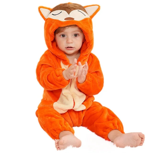 MICHLEY Halloween Winter Baby Rompers Hooded Flannel Cosplay Toddler Infant Clothes Bodysuits Jumpsuit Costume For Girl Boy
