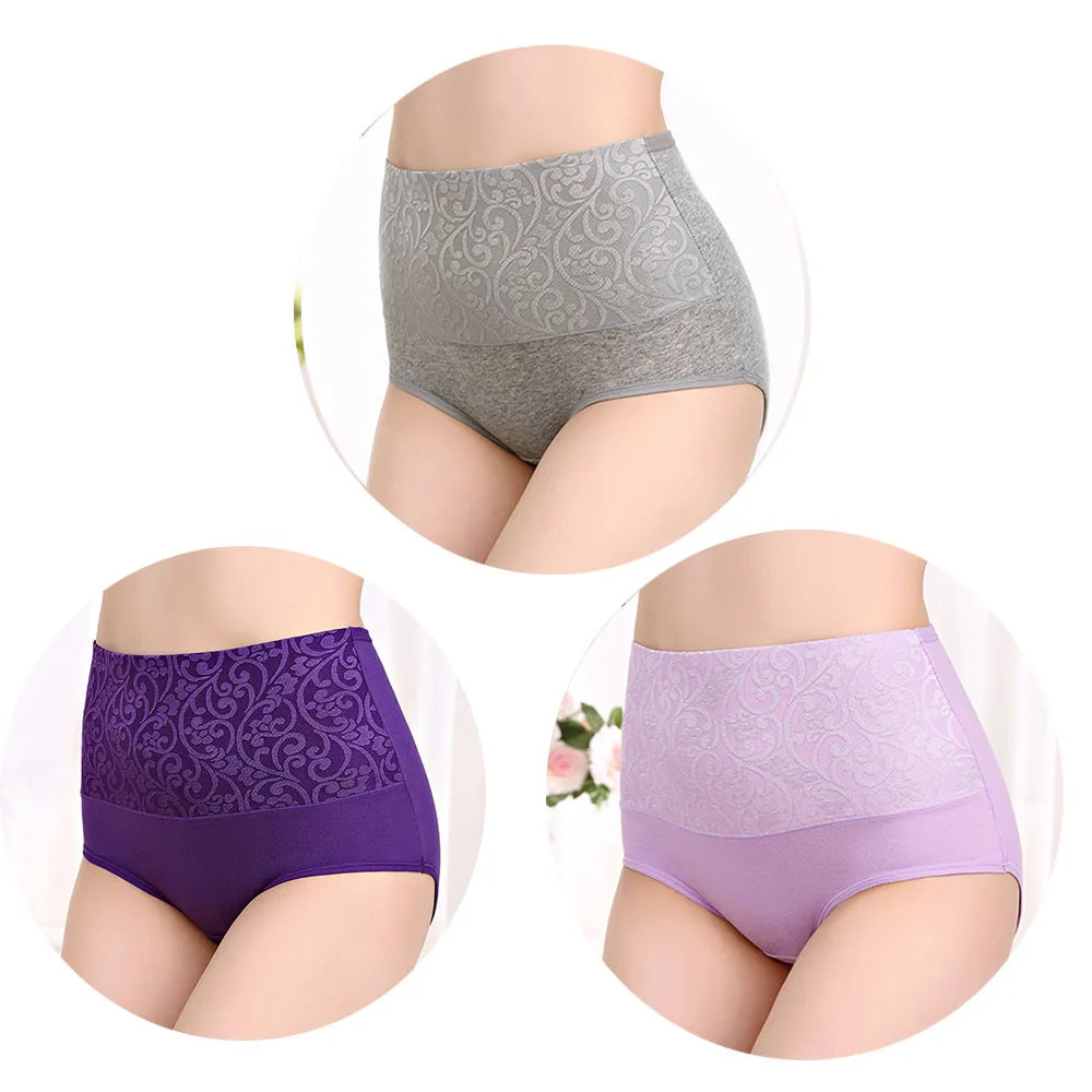 3Pcs/Lot Plus Size Underwear Women High Waist Women's Panties Cotton Brief Girl Breath Panty Abdominal Underpants Ladies L-5XL