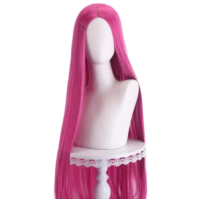 40Inch Long Straight Cosplay Wig Centre Parting Central Split Blond Pink Rose Red Purple Heat Resistant Synthetic Hair Wigs