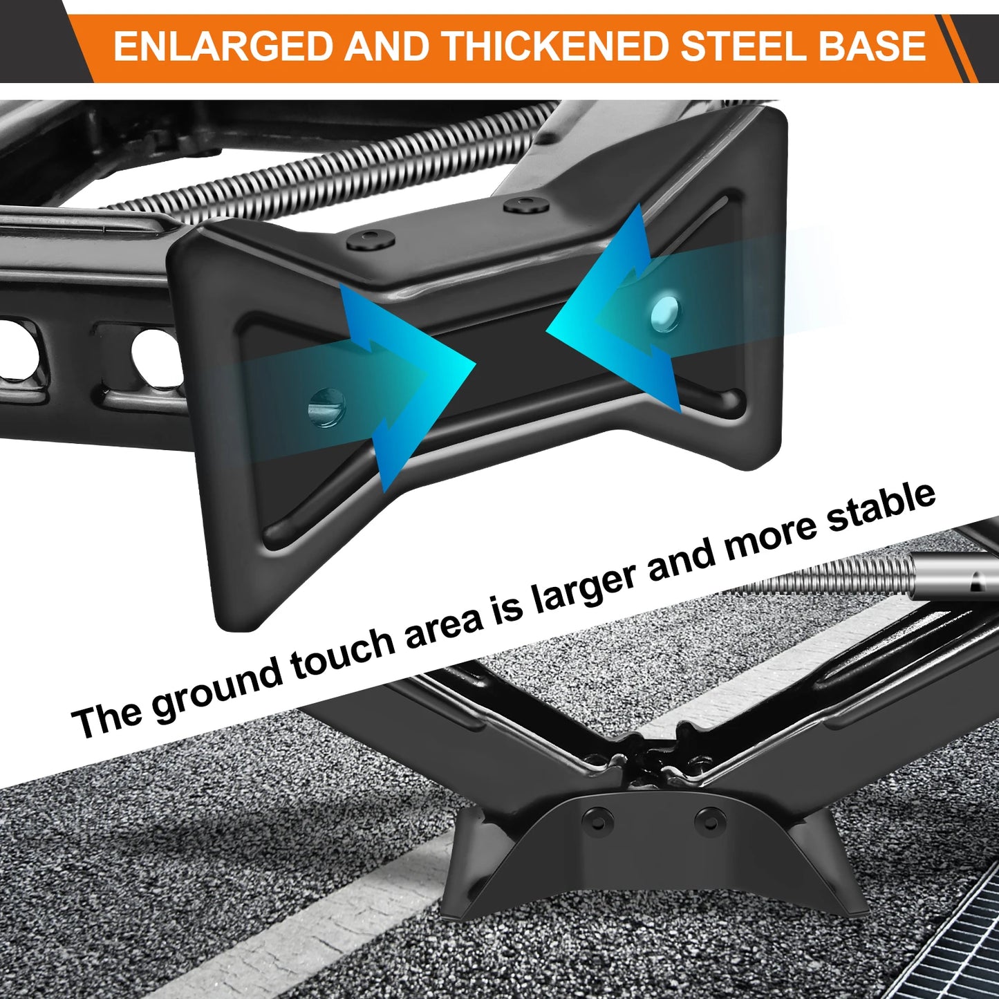 Car Scissor Jack 2T Auto Emergency Crank Lift Stand Labor-Saving Repair & Tire Replacement Tool with Wrench for SUV Vehicles