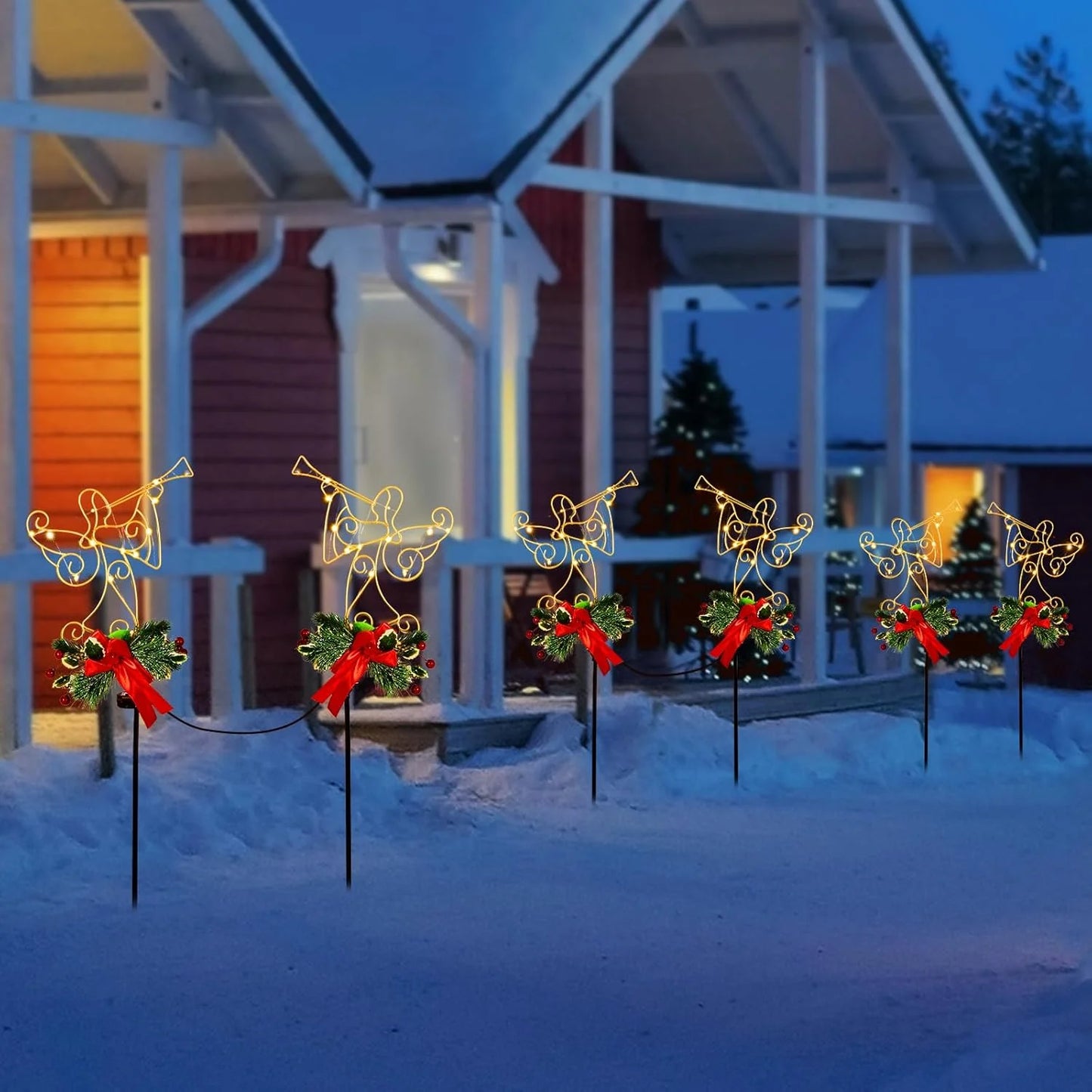 Solar Christmas Cross Stake Lights, Christmas Decorations Outdoor, Solar Christmas Garden Metal Stakes Angel Light
