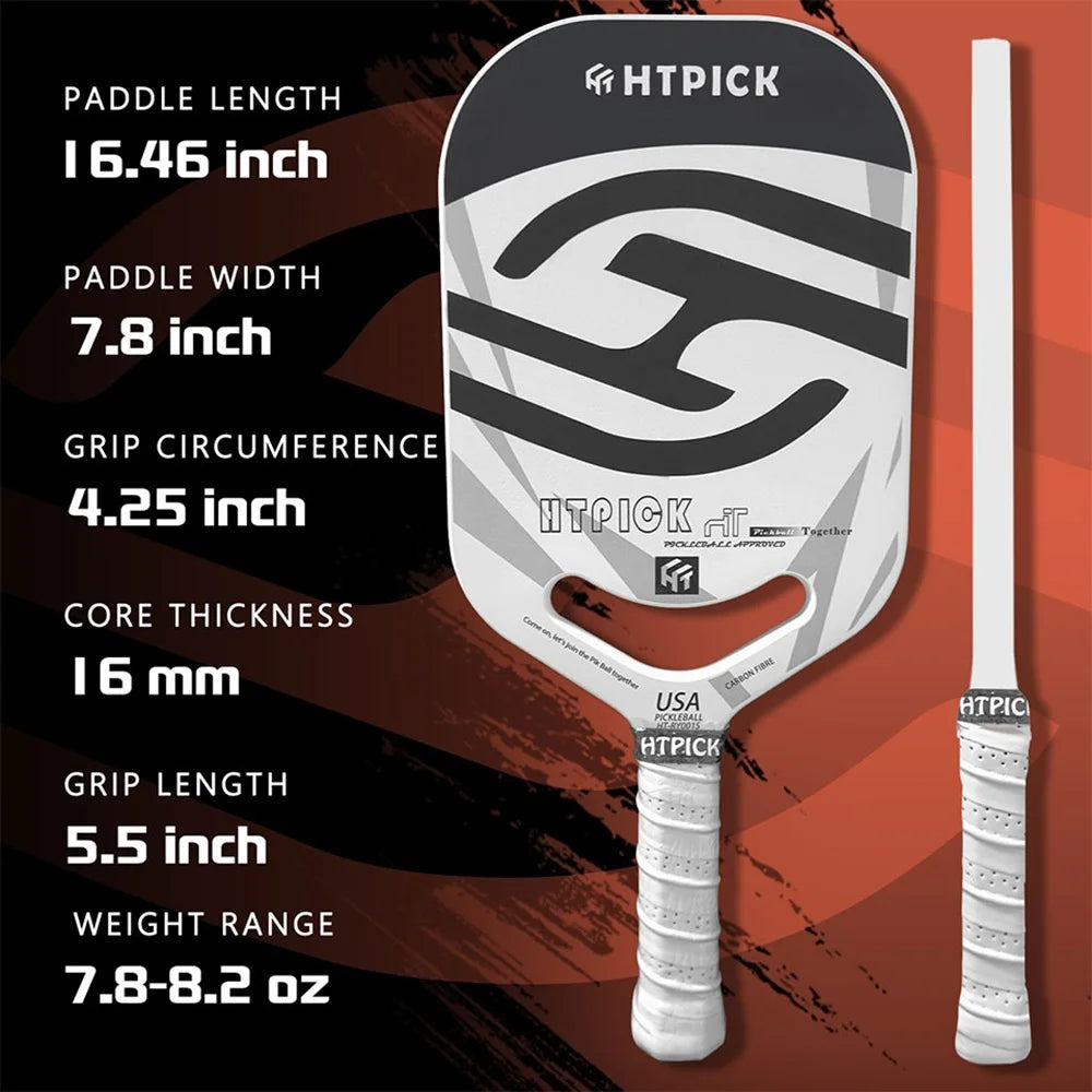 HTPICK Pickleball Carbon Fiber T700 Hot Pressed Borderless Integrated Molding High end Professional Enhanced Rotation Pickleball