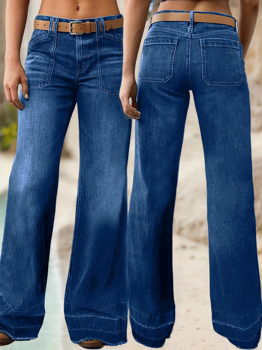 Women’s Slim-Fit Straight Leg Jeans - Washed Denim Trousers for a Flattering Look