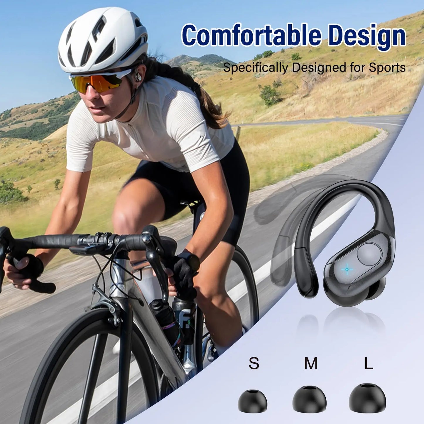 Bluetooth 5.4 Wireless Earbuds, 75H Playtime, IP7 Waterproof Sport Earphones w/Dual LED Display, ENC Mic, Touch Control.