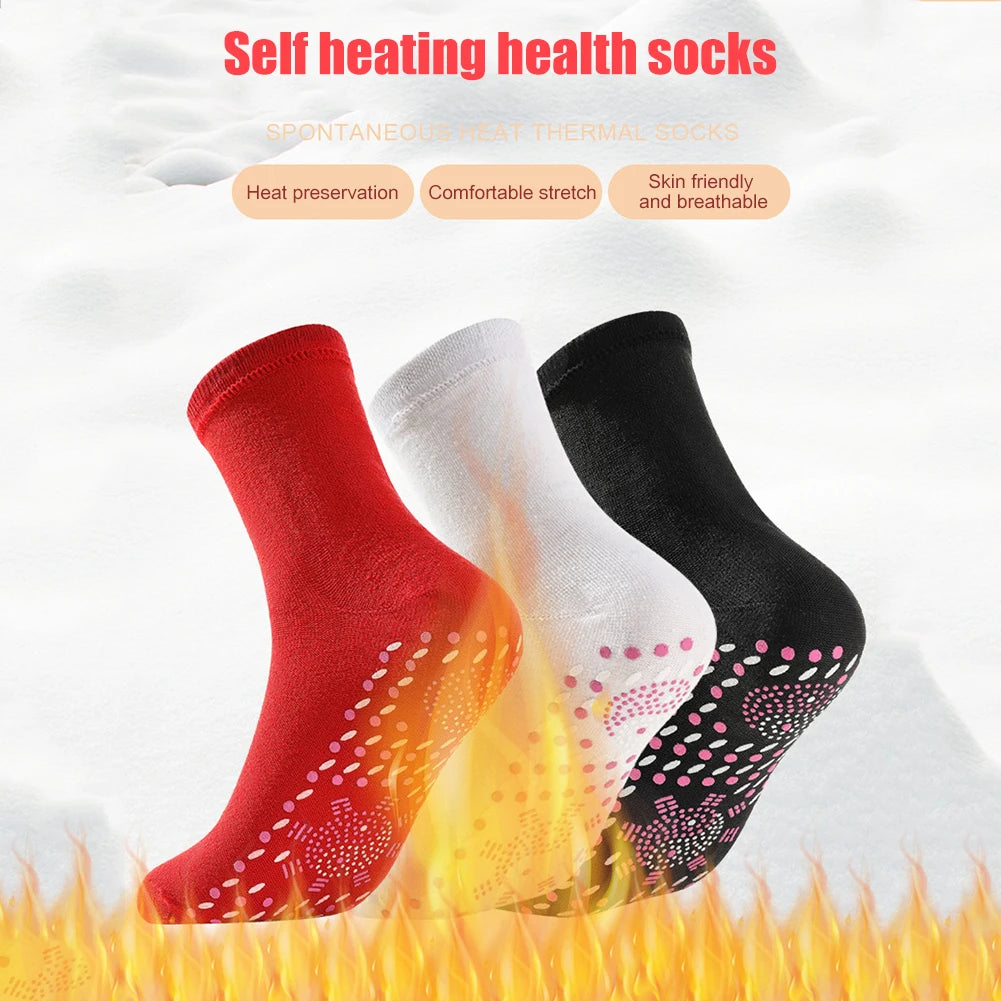 3 Pairs Tourmaline Acupressure Socks Soft Self-Heating Socks Warm Hot Massage Socks Multifunction for Outdoor Activities