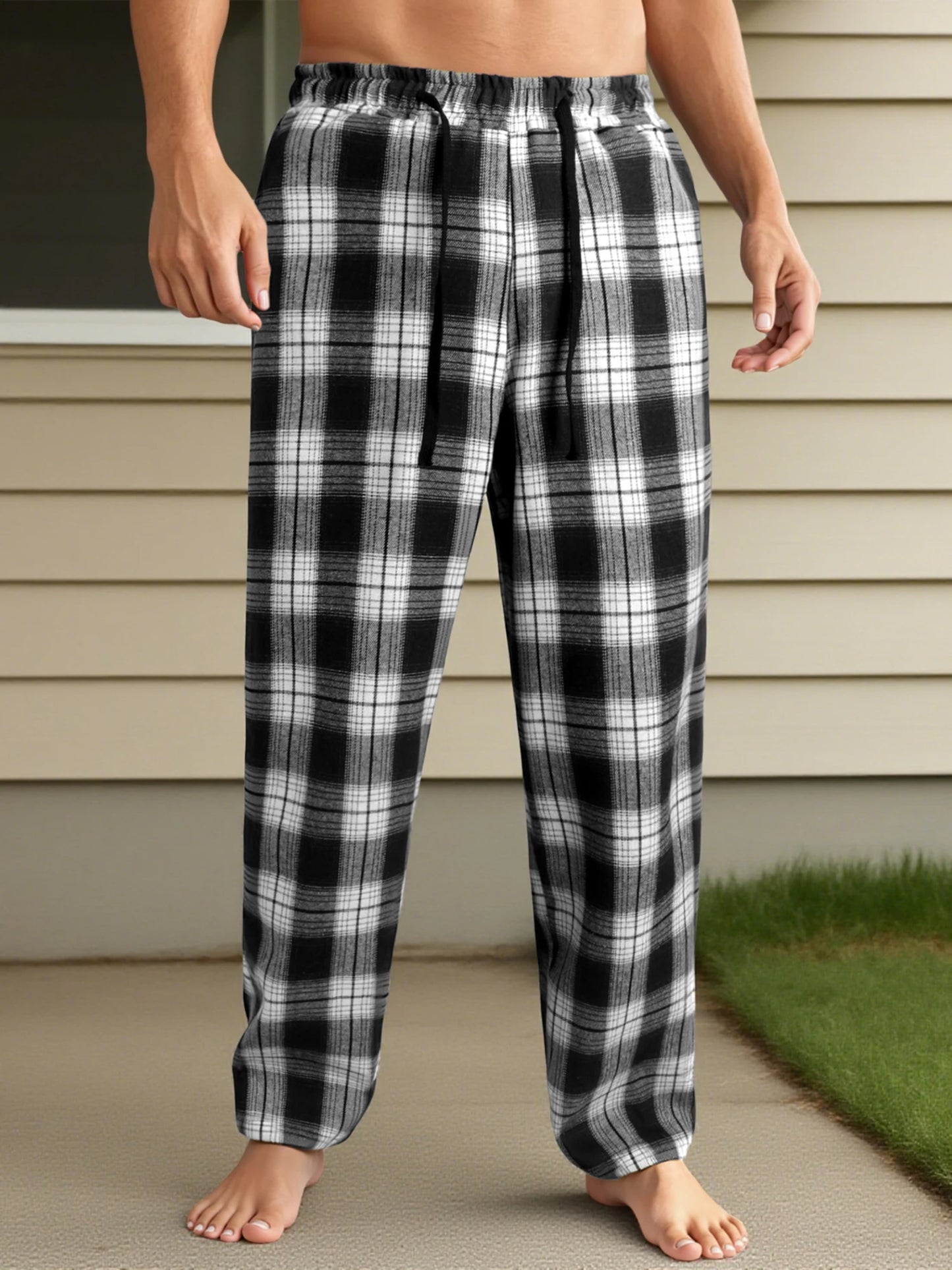 Stylish Men s Checkered Lounge Pants with Adjustable Drawstring Waistband for Comfortable Everyday Wear