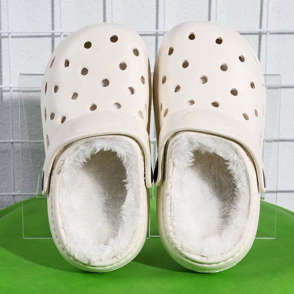 New Winter Concise Plush Slippers Children's Non Slip Soft Sole Kids Boys and Girls Warm Home Cotton Shoes