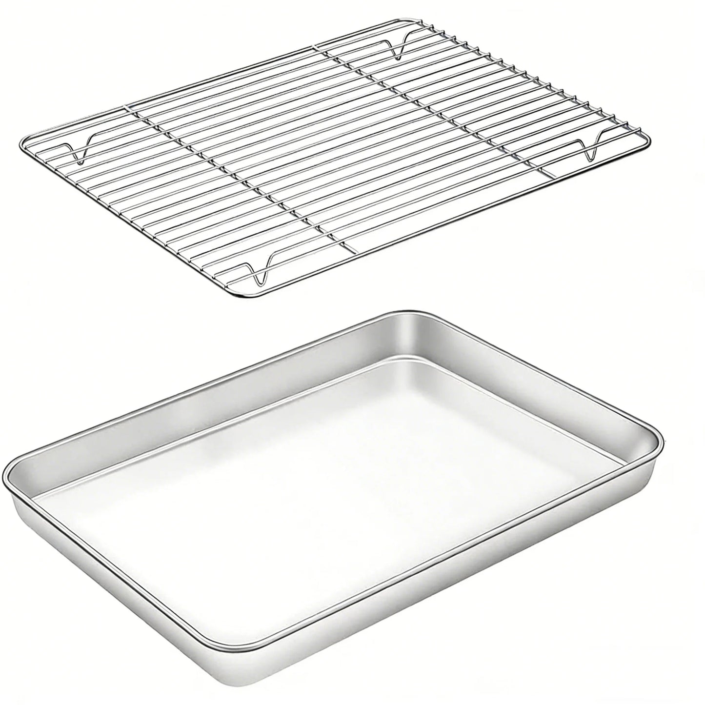 Stainless Steel Baking Sheet with Cooling Rack Set 12×16 Inch Oven/Dishwasher Safe for Baking Cooling Draining